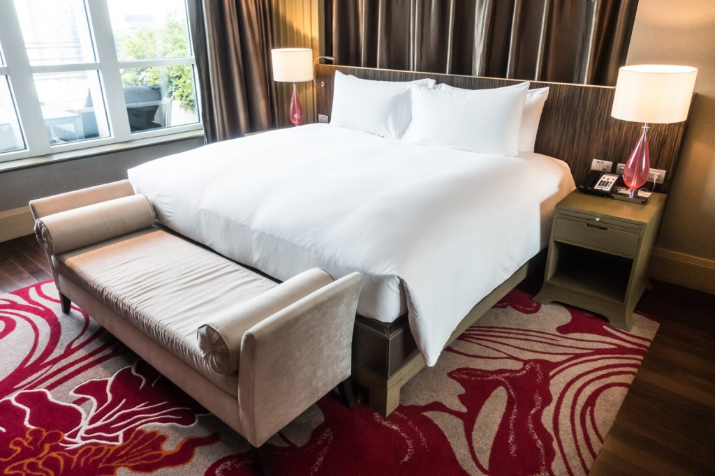 Hotel bed and guest room components coordinated for maintenance and replacement