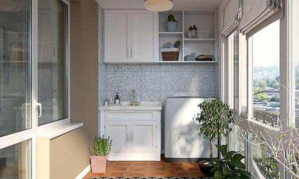 Balcony laundry cabinet