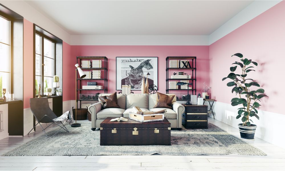 Soft color living room with muted pastel accents