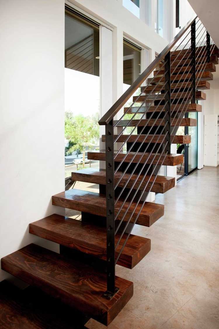 indoor straight staircase