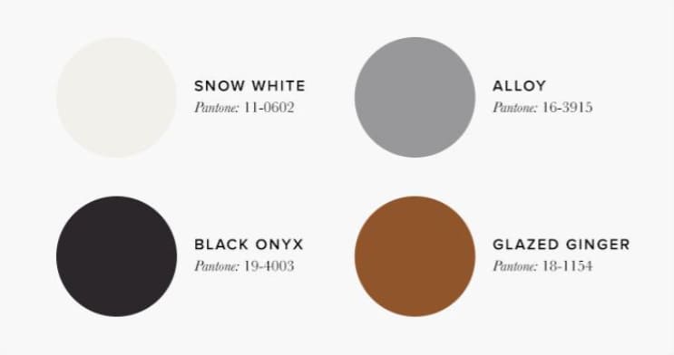 Warm gray and ginger wood living room color palette