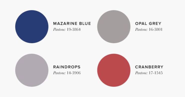 Silver cranberry and blue glamorous living room palette