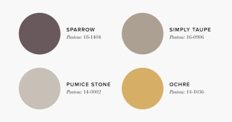 Warm neutral and ochre cozy living room palette