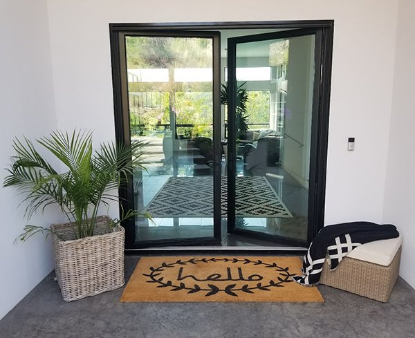 Patio swing door black aluminum custom