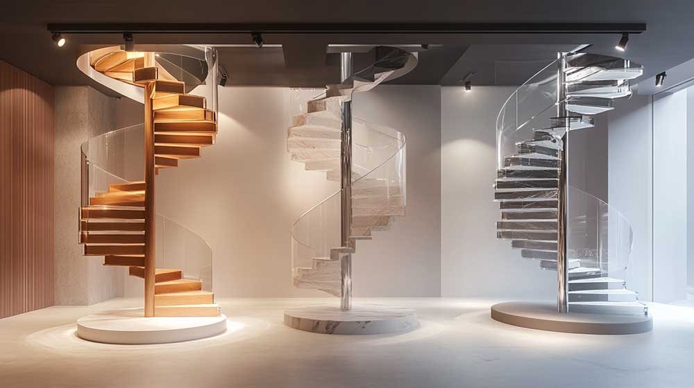 Diverse spiral staircase styles