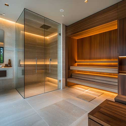Luxury sauna and steam room