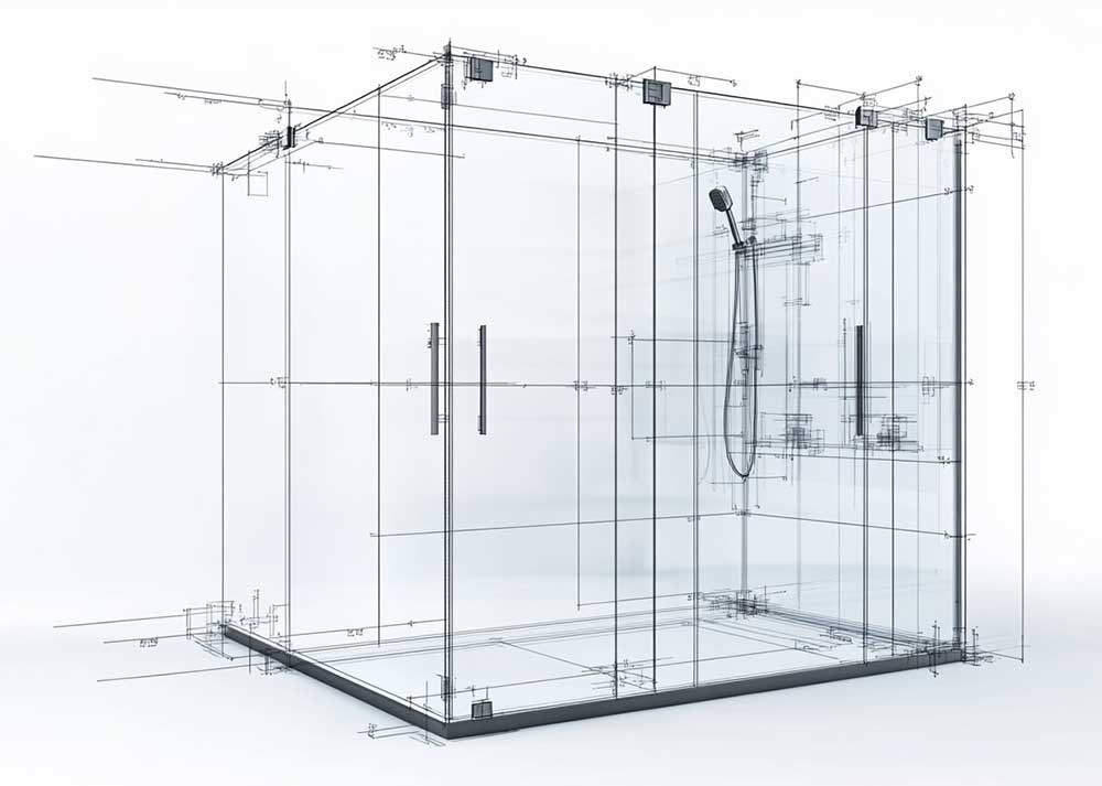 Shower glass design drawing