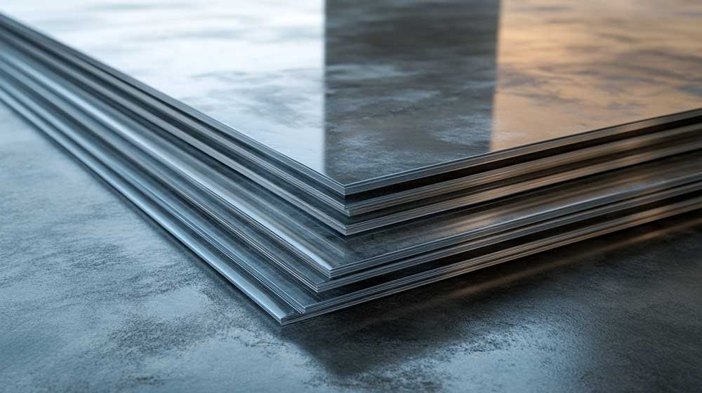 Stacked safety glass sheets showing finished edges