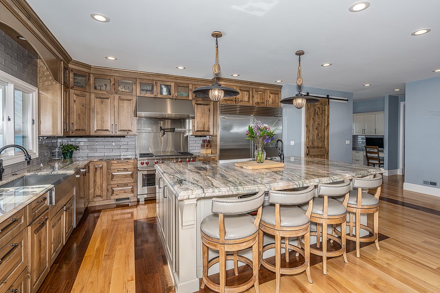 large cabinet space designed kitchen