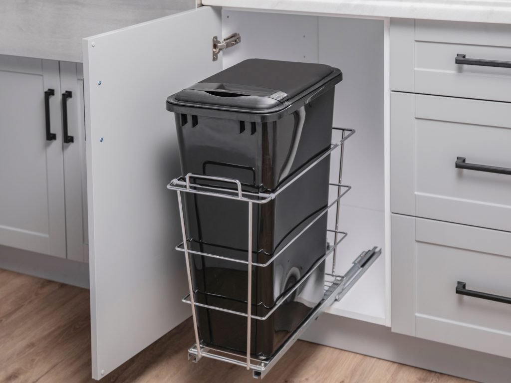 pull-out bin built in kitchen desgin