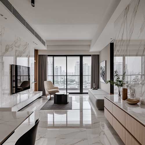 Marble in modern apartment