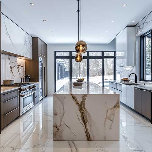 Marble kitchen countertops display