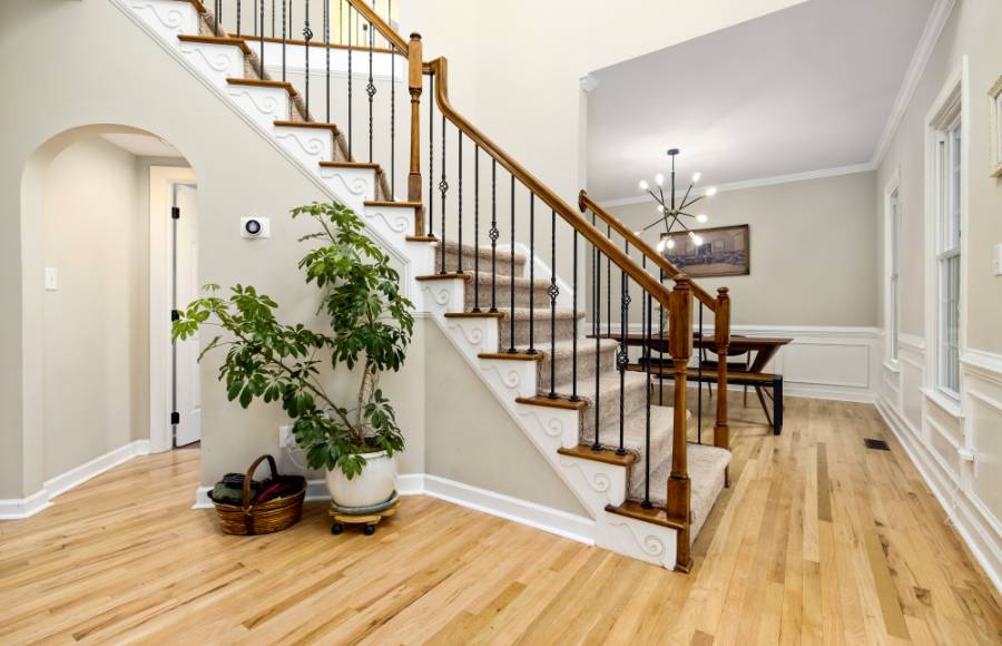 Wooden straight staircase insepction