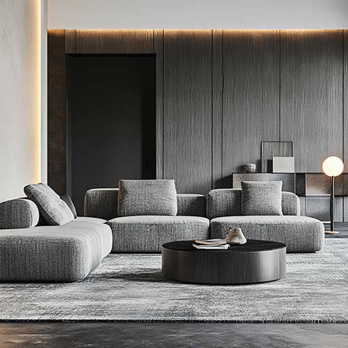 Living room fabric sofa