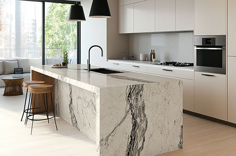 Quartz kitchen island