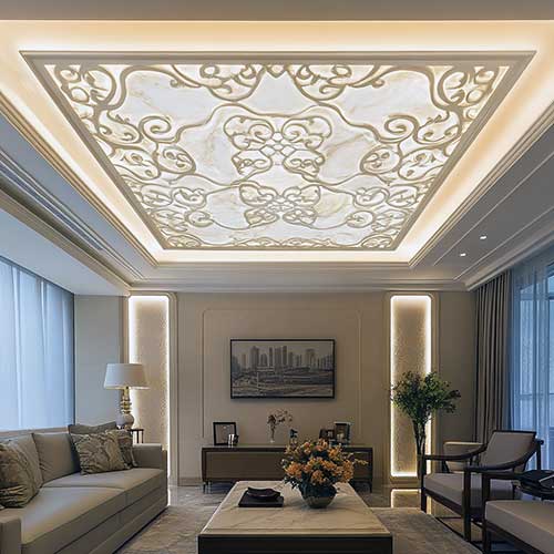 Waterjet medallions ceiling design