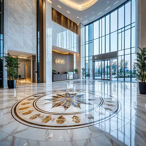 Waterjet medallions commercial space