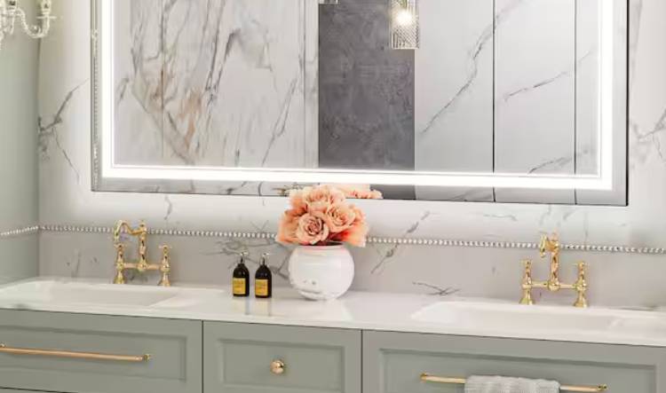 Bathroom Vanity with Backlit Mirror