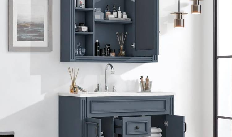 Bathroom Vanity with Integrated Mirror Cabinet