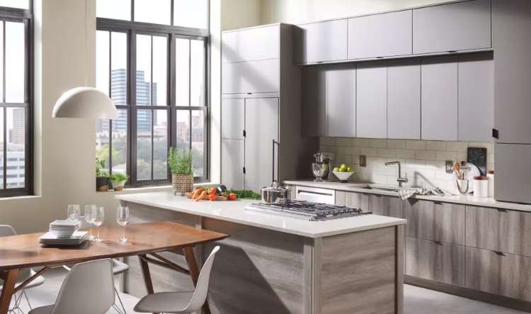 Geometric Retro Hardware Accents in Kitchen Cabinet (1)