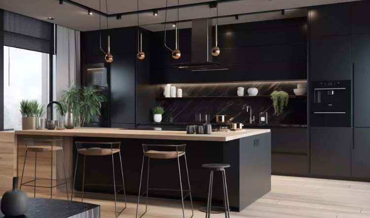 Matte Black Contemporary Cabinets_