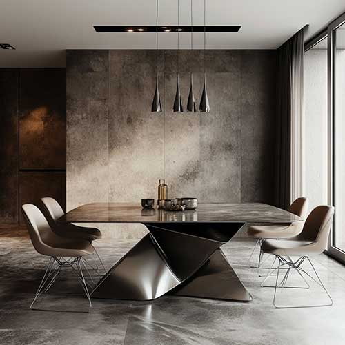 Metal dining table