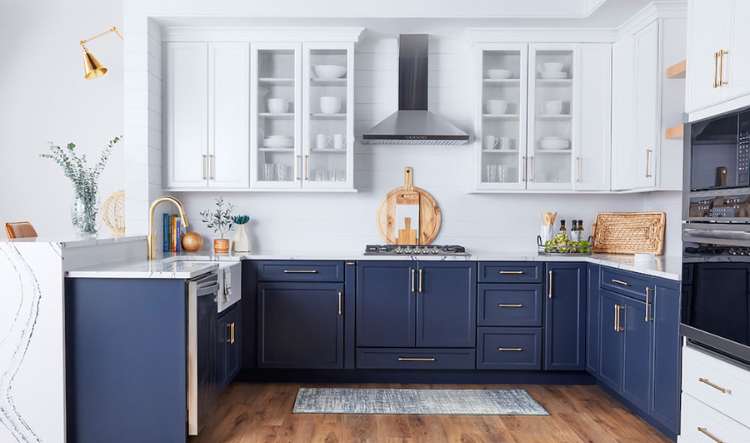 Two-Tone Color Block Cabinets