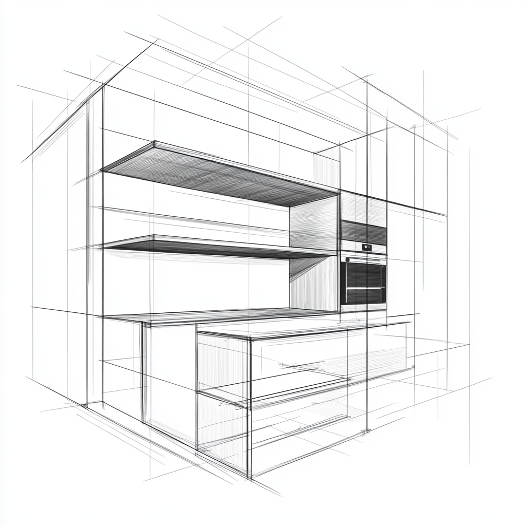 kitchen cabinet 线稿1