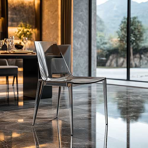 Glass dining chair design