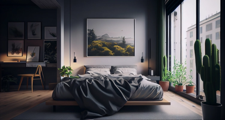 Modern bedroom furnishing and storage layout for budget planning