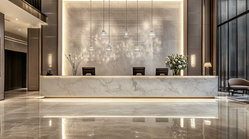 Hotel lobby marble reception