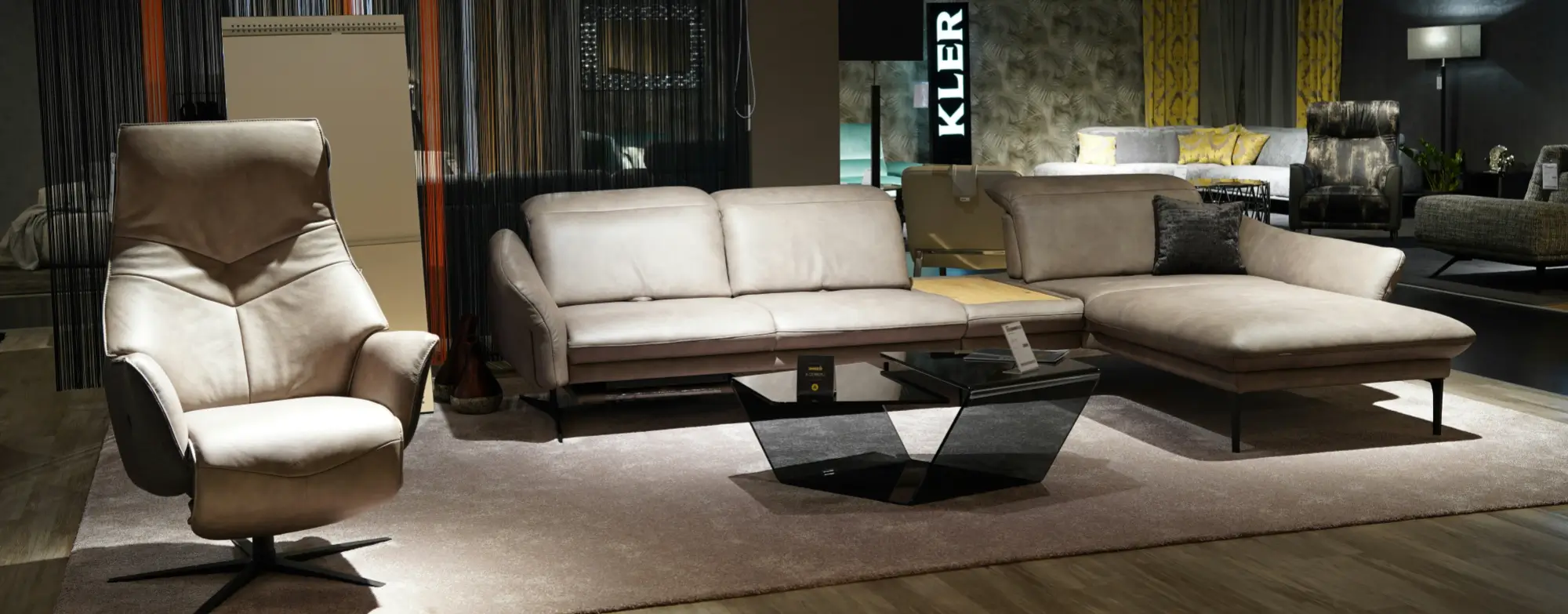 Living room materials lighting and custom built-ins coordinated before construction