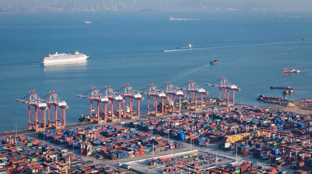 Container shipping through Guangzhou Nansha Port
