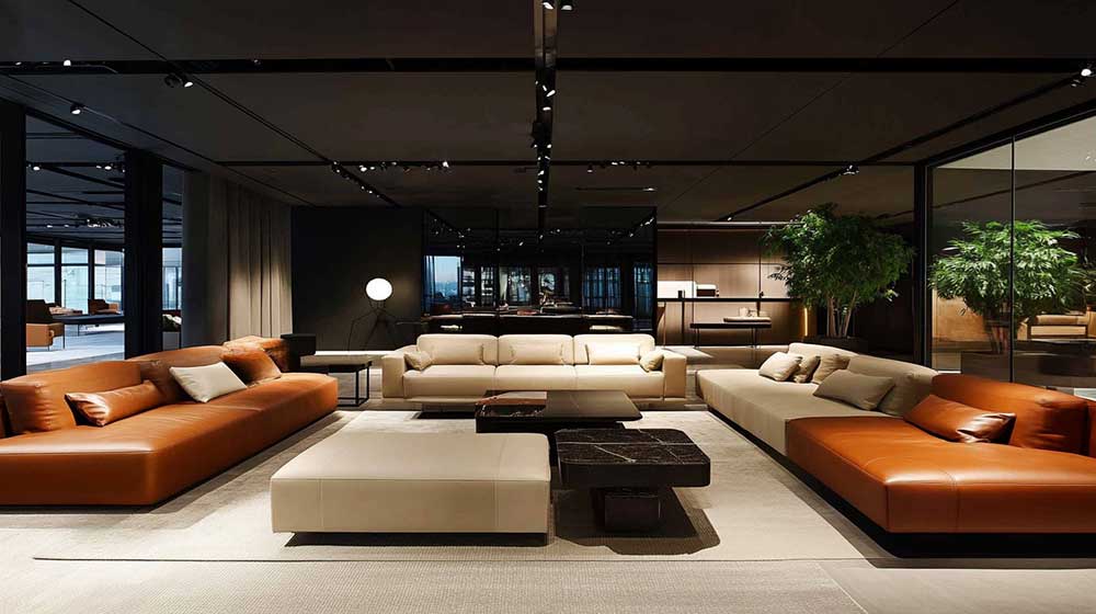 luxury Italian leather sofa showroom