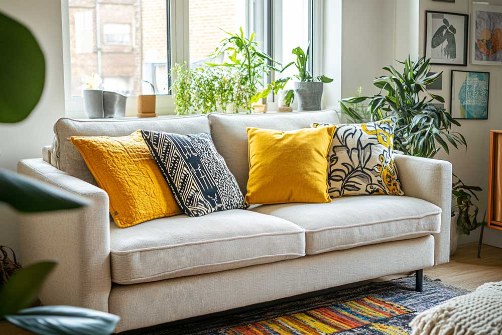 Apartment cozy fabric sofa