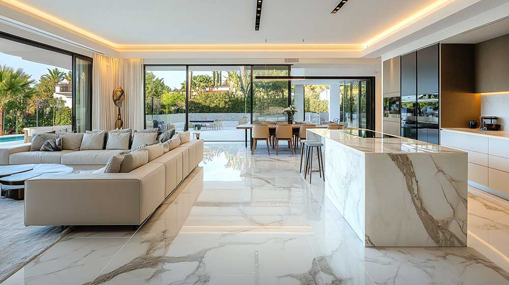 Calacatta marble flooring countertop