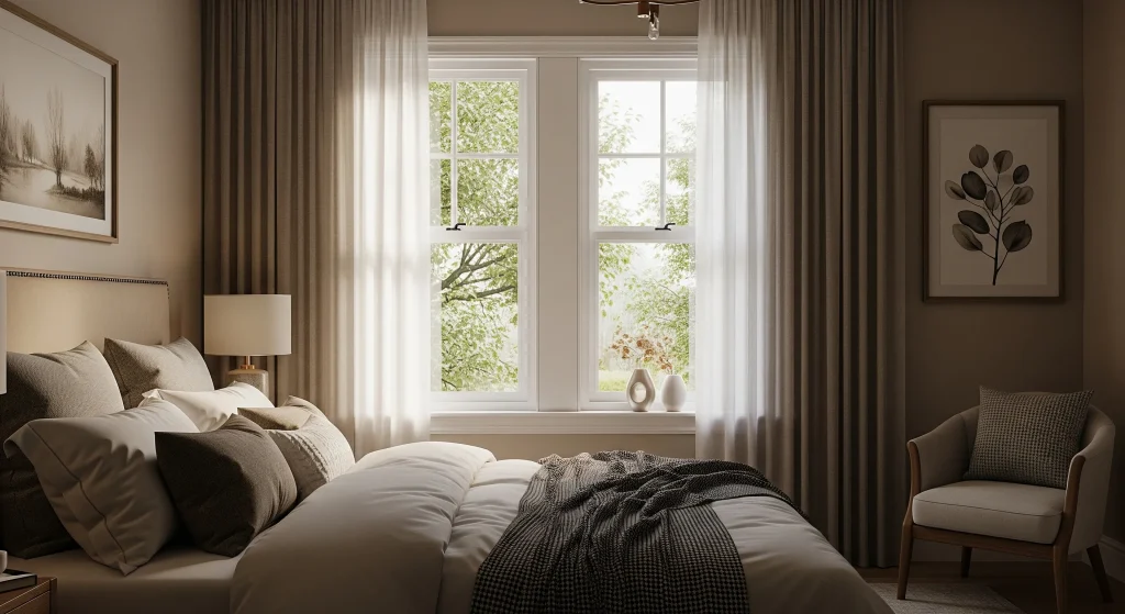 Bedroom window layout balancing daylight privacy and emergency opening needs
