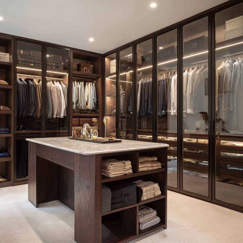 Dark walk-in closet
