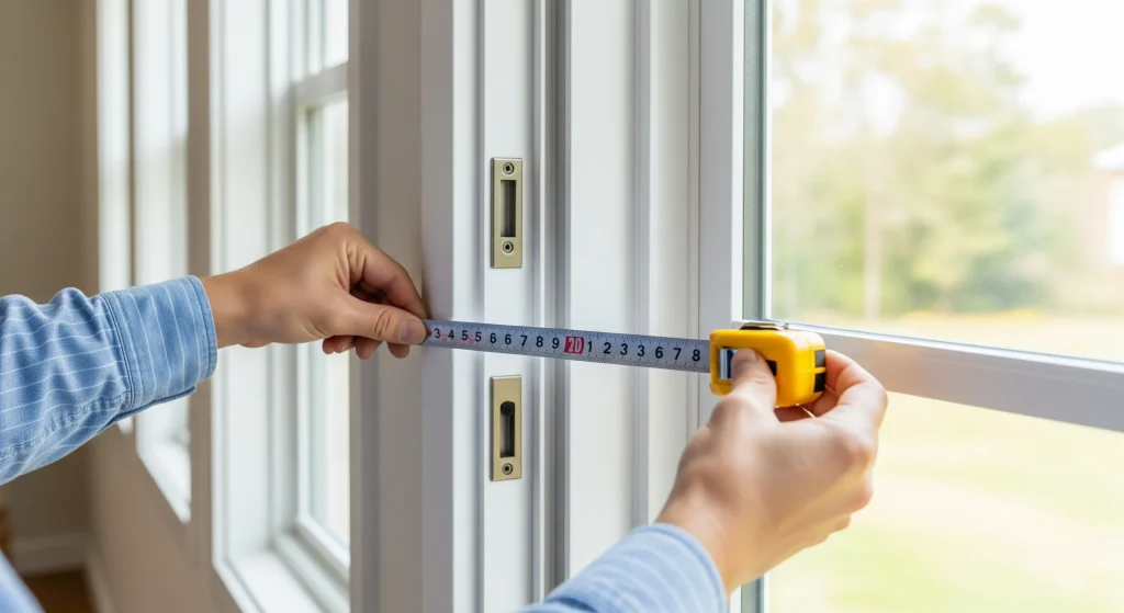 Contractor measuring a rough opening before ordering a residential window