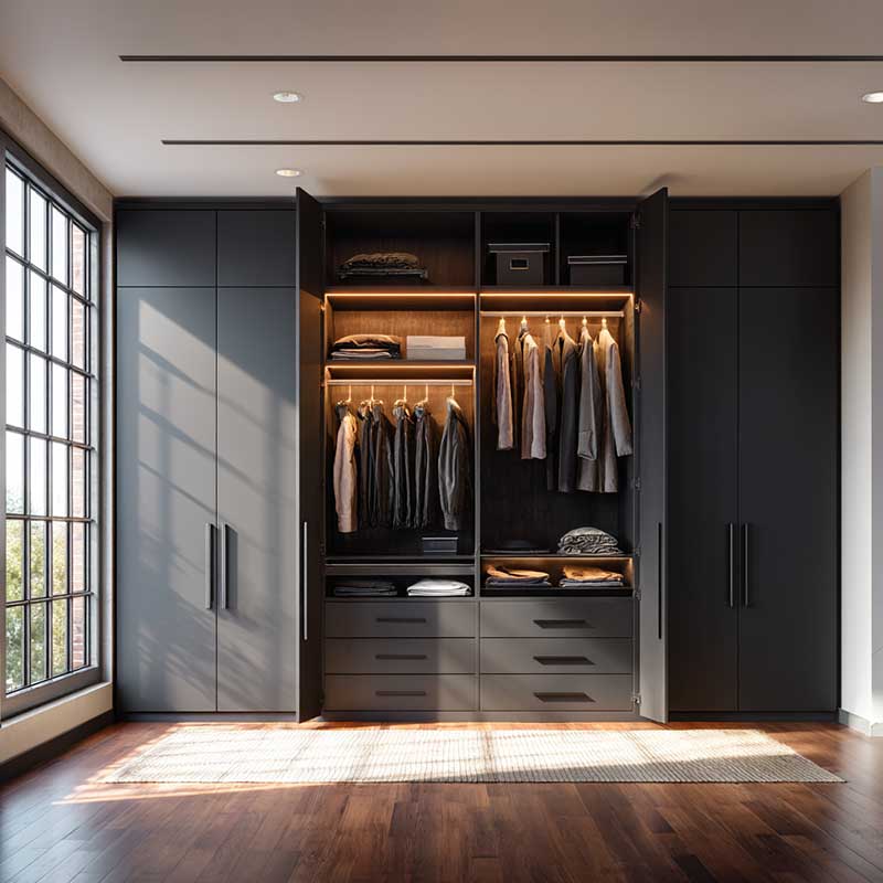 Metal black wardrobe design