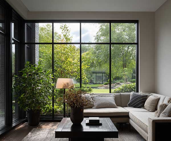 Large sliding aluminum windows in a modern residential project