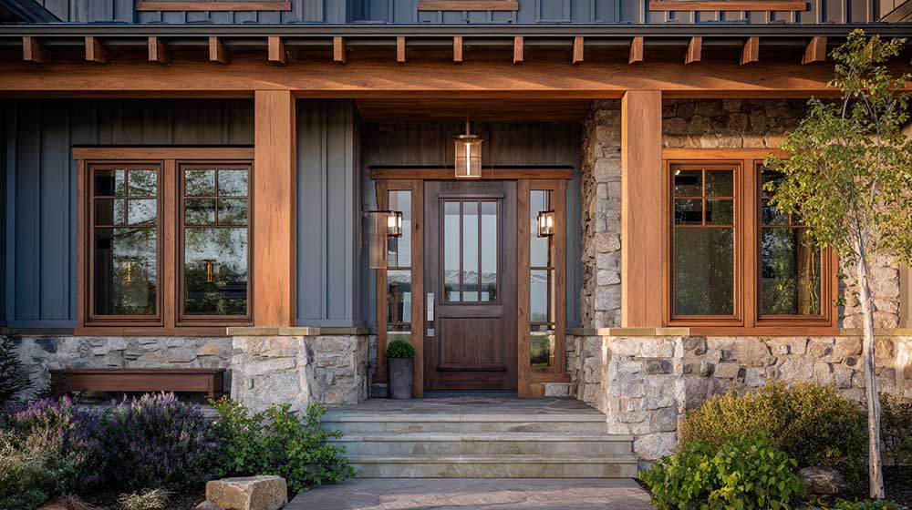 wood-framed windows