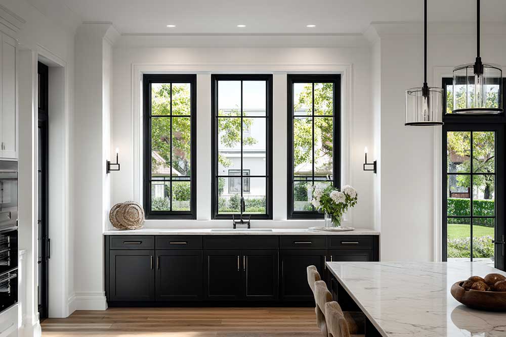 Black Kitchen Double Hung Window