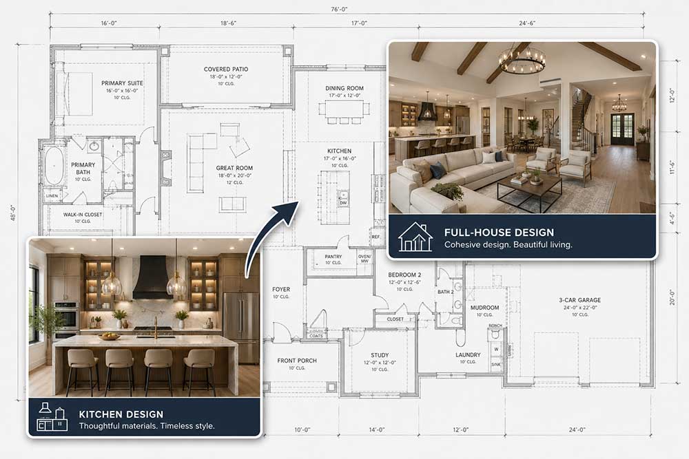 New construction home interior materials ready for custom production and delivery
