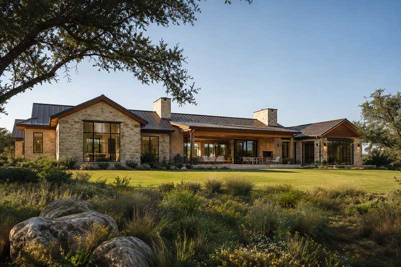 modern Texas ranch home with covered patio