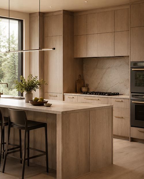 Warm modern wood cabinets