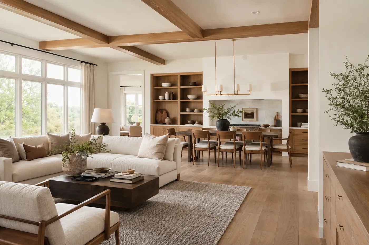 Finished whole-home transitional interior with coordinated materials