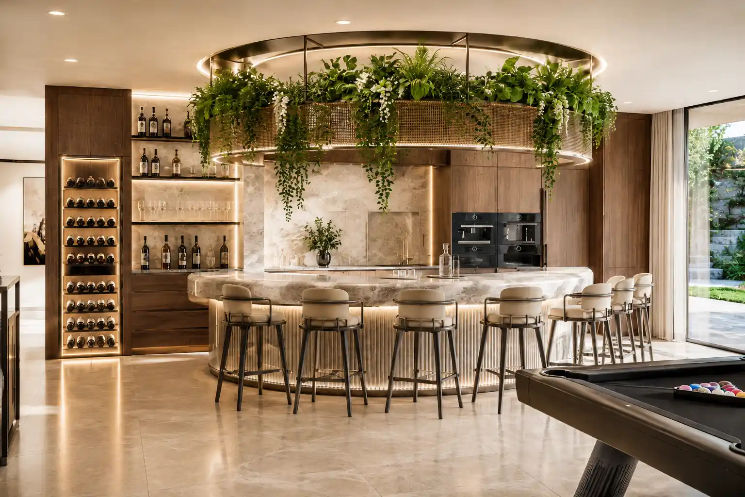 Luxury bar game room