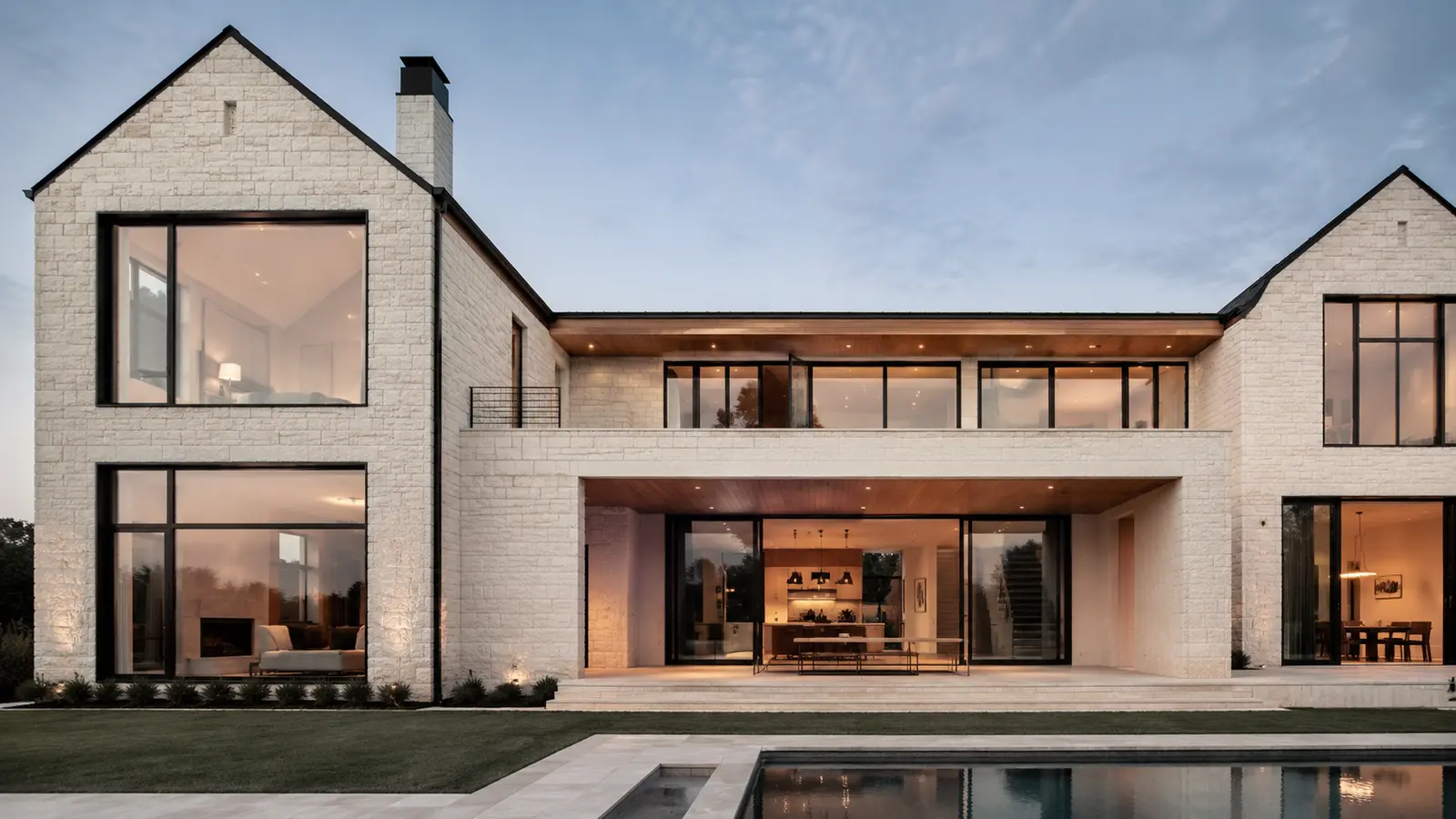 Luxury U.S. home with slim black aluminum windows and large glass openings