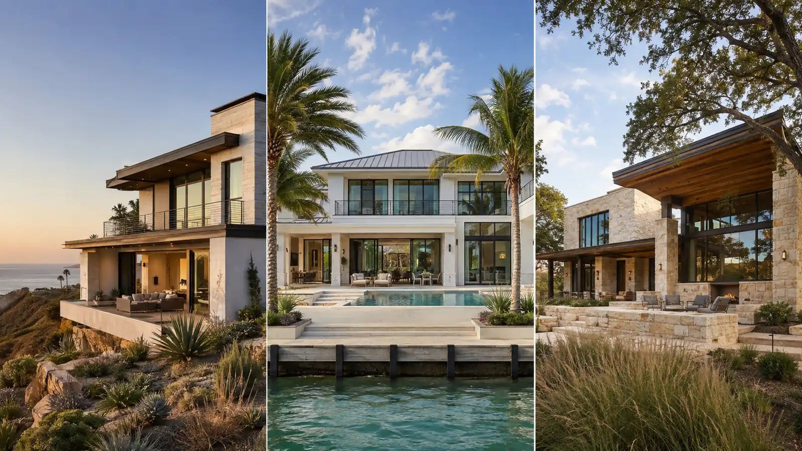 California, Florida, and Texas luxury home design comparison